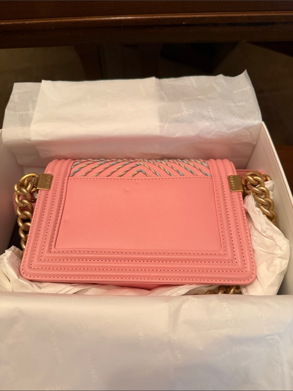 RARE ! Limited Edition Pink Quilted Chain Shoulder / belt Bag with Gold Hardware - Picture 3 of 9
